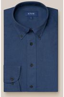 ETON Slim Fit Flanellen Overhemd Marine, Effen