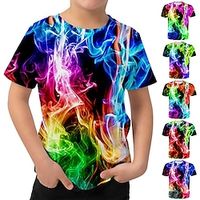 Kinderen Jongens T-shirt Korte mouw 3D-afdrukken Verloop Colorblock Klaver Zwart Kinderen Tops Lente Zomer Actief Modieus Dagelijks Dagelijks Voor Binnen Buiten Normale pasvorm 3-12 jaar / Sport Lightinthebox