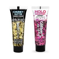 Paintglow Chunky Glittergel voor lichaam en gezicht - 2 tubes - goud en fuchsia - 12 ml - thumbnail