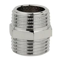 Dubbele nippel 3/8-3/8 inch AG messing verchroomd