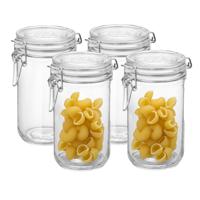 Voorraad/weck pot - 4x - glas - transparant - 17 x 9 cm - 750 ml - Bormioli Rocco