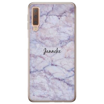 Samsung Galaxy A7 2018 hoesje naam - Marmer paars