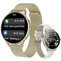 FOREVER Smartwatch dames waterdicht roségoud Velora SB-306 met AMOLED touchscreen 1,19 inch - dameshorloge stappenteller hartslagmeter cyclusmeter slaapmonitor calorieteller - iOS/Android