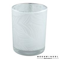 Glass Leaves White round tealight S
