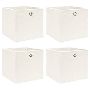 Opbergboxen 4 st 32x32x32 cm stof wit