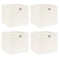 Opbergboxen 4 st 32x32x32 cm stof wit