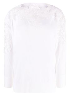 Ermanno Scervino pull en laine à empiècements en dentelle - Blanc