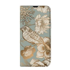 Smart Cover voor iPhone 13 Pro Max Vintage Bird Flowers