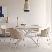 Kave Home Uitschuifbare Eettafel Yodalia Glas, 130-190 x 100cm - Wit - Ovaal - thumbnail