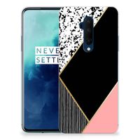 OnePlus 7T Pro TPU Hoesje Zwart Roze Vormen - thumbnail