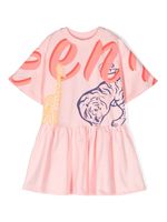 Kenzo Kids robe en coton à imprimé graphique - Rose - thumbnail