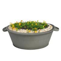 Mega Collections teil/plantenpot Farmer - zink - donkergrijs - D30 X H14 cm   -