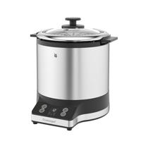 WMF Küchenminis rijstkoker 220 W, met lunch-to-go-box, stoompan, ruimtebesparend, binnenpan met to-go deksel, 1 l, rijstkoker, mini cromargan, mat