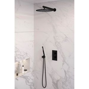 Inbouw Regendouche Set Brauer Black Edition Wanduitloop Ronde Hoofddouche 30 cm Mat Zwart Brauer