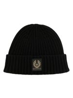 Belstaff bonnet en maille nervurée à patch logo - Noir