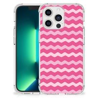 iPhone 13 Pro Max Doorzichtige Silicone Hoesje Waves Pink - thumbnail