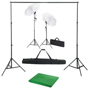 VidaXL Fotostudioset met achtergrond, lampen en paraplu&apos;s