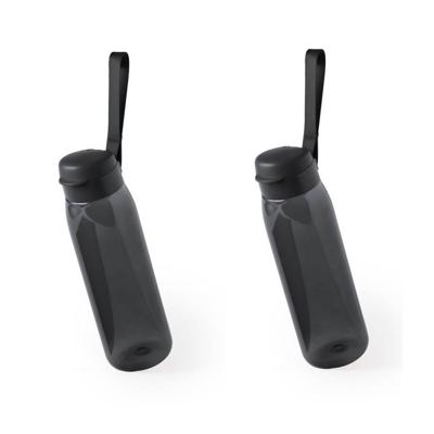 Set van 2x stuks drinkfles/waterfles/sport bidon zwart kunststof 820 ml - Drinkflessen