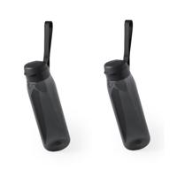 Set van 2x stuks drinkfles/waterfles/sport bidon zwart kunststof 820 ml - Drinkflessen