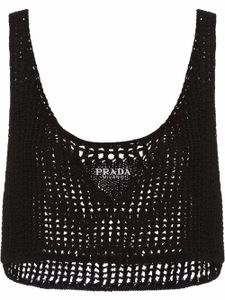 Prada haut crop à design ajouré - Noir