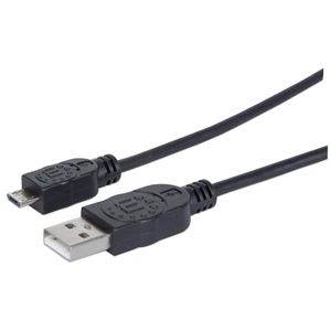 Manhattan USB-kabel USB 2.0 USB-A stekker, USB-micro-B stekker 1.80 m Zwart UL gecertificeerd 307178-CG