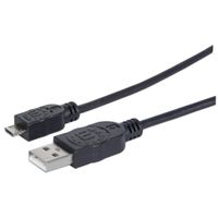 Manhattan USB-kabel USB 2.0 USB-A stekker, USB-micro-B stekker 1.80 m Zwart UL gecertificeerd 307178-CG - thumbnail