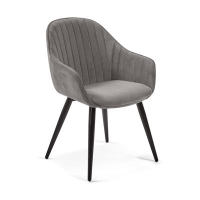 Kave Home Fabia eetkamerstoel grijs velvet Kave Home Fabia eetkamerstoel grijs velvet