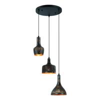 Hanglamp Fuoco Bruin Zwart 3 Lichts Ø 35cm E27 Fitting - thumbnail