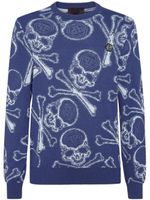 Philipp Plein pull en coton à motif tête de mort - Bleu - thumbnail