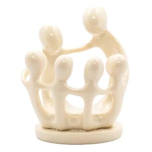 Beeldje Polystone Familie van 6 Personen Wit (9 cm)