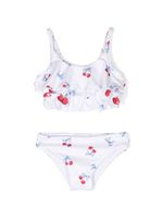 Monnalisa bikini volanté à imprimé chemise - Blanc