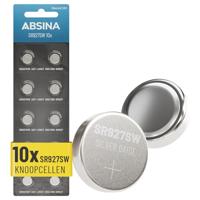 ABSINA SR 927 SW horloges, knoopcel, 1,55 V, zilveroxide, verpakking van 10 stuks, horloge-batterij 395/399 / AG7 / LR927 - SR927SW horlogebatterij, lekvrij en lange houdbaarheid, horlogeband SR927SW,