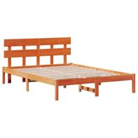 vidaXL Bedframe met Hoofdbord Gewaxte Bruin 160x200 cm Massief Hout Grenen