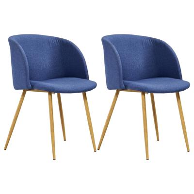 vidaXL Eetkamerstoelen 2 st stof blauw