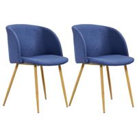 vidaXL Eetkamerstoelen 2 st stof blauw