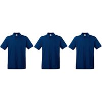 3-Pack Maat 2XL - Donkerblauwe/navy poloshirts / polo t-shirts premium van katoen voor heren