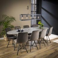 LifestyleFurn Ovale Eettafel Nola 240 x 105cm, 3D-betonlook - 3D betonlook grijs - Ovaal - thumbnail