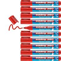 edding 380 flipchart marker - rood - 10 stiften - roonde punt 1.5-3 mm - stift voor schrijven, tekenen en markeren op flip-over papier - drukt niet door - droogt niet uit- intensieve kleur