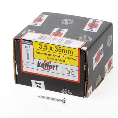 Kelfort Spaanplaatschroef platverzonken kop verzinkt pozidriv voldraad 3.5 x 35mm