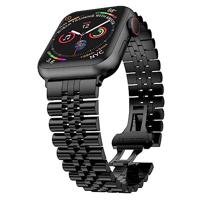 By Qubix - Metalen schakelband - Zwart - Compatible met Apple watch 38mm / 40mm / 41mm / 42mm - Compatible Apple watch bandjes
