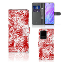 Telefoonhoesje met Naam Samsung Galaxy S20 Ultra Angel Skull Rood