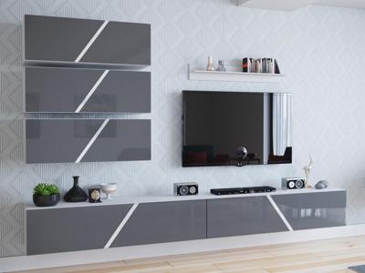 TV-meubelset ERIBO 5 deuren wit/hoogglans grijs