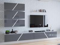 TV-meubelset ERIBO 5 deuren wit/hoogglans grijs