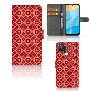 OPPO A15 Telefoon Hoesje Batik Rood