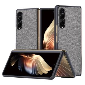 Lunso - Samsung Galaxy Z Fold4 - Canvas cover hoes - Grijs