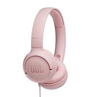 JBL Tune500 on-ear hoofdtelefoon met kabel in roze - oortelefoon met 1-knops afstandsbediening, geïntegreerde microfoon en spraakassistent - telefoneren en muziek luisteren onderweg