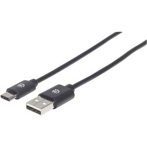 Manhattan USB-kabel USB 2.0 USB-A stekker, USB-C stekker 0.50 m Zwart 354912