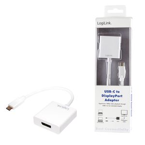 LogiLink UA0246A USB / DisplayPort Adapter [1x USB 3.2 Gen 2 stekker C (USB 3.1) - 1x DisplayPort bus] Wit 14.00 cm