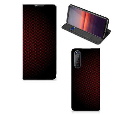 Sony Xperia 5 II Hoesje met Magneet Geruit Rood Sony Xperia 5 II Hoesje met Magneet Geruit Rood