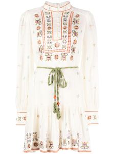 ALEMAIS robe courte Lovella à fleurs brodées - Blanc